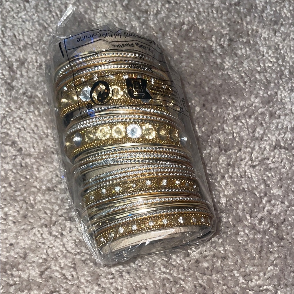 Gold and Silver Crystal Stackable Bangle Set - Women Jewelry